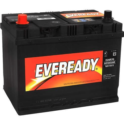 EVEREADY Battery Eveready - 80D26R Right Terminal 12V JIS 70AH Car Battery - App